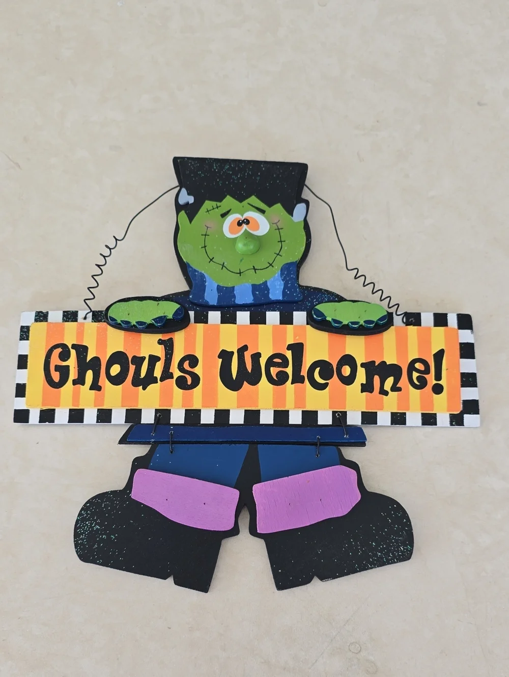 Frankenstein 'Ghouls Welcome' Door Sign For Halloween